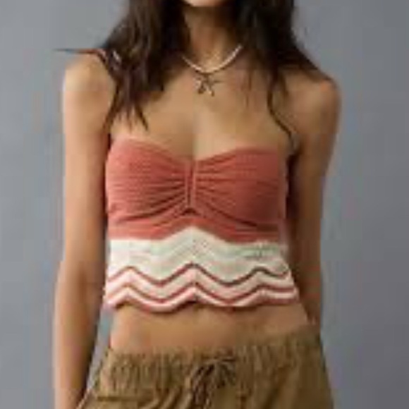American Eagle Outfitters Tops - American Eagle Outfitters Cropped Chevron Crochet Tube Top Size XL Boho
